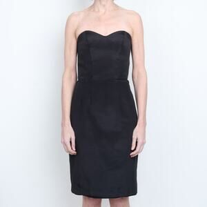Vintatge 1980s Strapless Black Cocktail Party Dress S